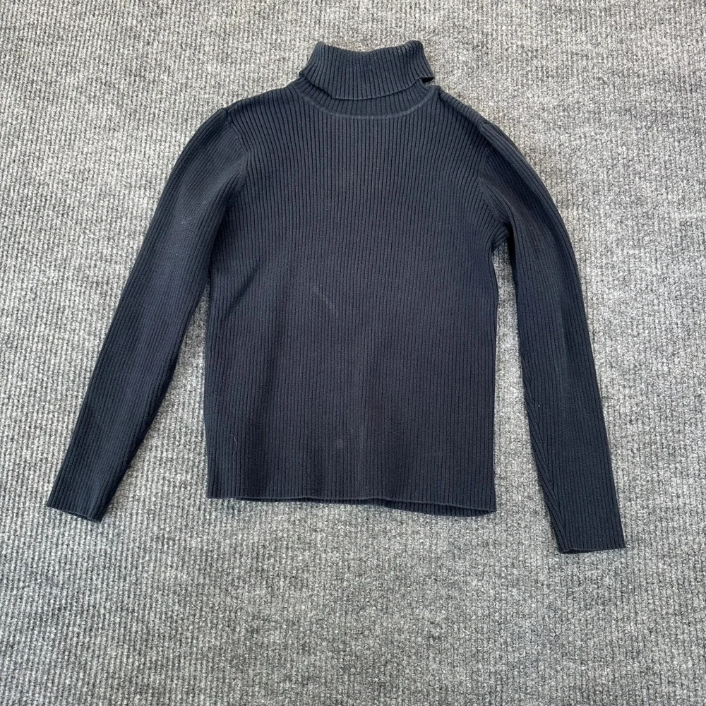 a.n.a Womens Ribbed Turtleneck Sweater Medium Black Long Sleeve Knit